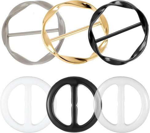 6 Pieces Scarf Ring, Women's T-Shirt Tie Clips Dress Clips Slides for Scarves Back Cinch Waist Cincher Clip Twist Tee Knot Ring Circle Scarf Buckle Tightener for Women Girls Tshirt Dresses Clothes in Saudi Arabia