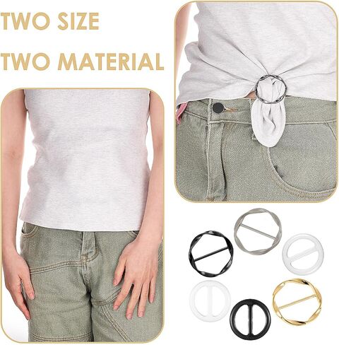 6 Pieces Scarf Ring, Women's T-Shirt Tie Clips Dress Clips Slides for Scarves Back Cinch Waist Cincher Clip Twist Tee Knot Ring Circle Scarf Buckle Tightener for Women Girls Tshirt Dresses Clothes in Saudi Arabia