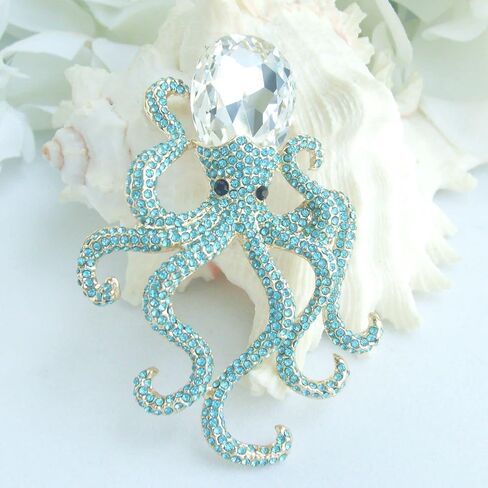 Unique 3.15" Austrian Crystal Octopus Brooch Pin Pendant BZ5097 in Saudi Arabia