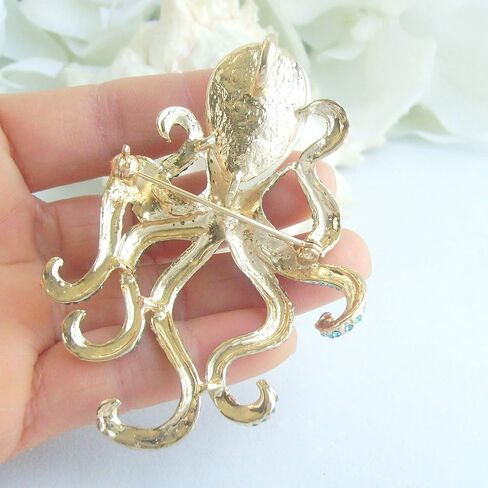 Unique 3.15" Austrian Crystal Octopus Brooch Pin Pendant BZ5097 in Saudi Arabia