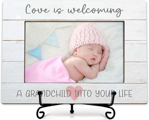 Baby Announcement Photo Frame Gifts, My First Grandchild Wooden Picture Frame With Stand, Family Frame, First Time Grandparents Gifts, Baby Sonogram Baby Shower Gifts For New Grandma New Grandpa -07 in Kuwait