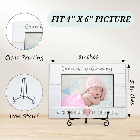 Baby Announcement Photo Frame Gifts, My First Grandchild Wooden Picture Frame With Stand, Family Frame, First Time Grandparents Gifts, Baby Sonogram Baby Shower Gifts For New Grandma New Grandpa -07 in Kuwait