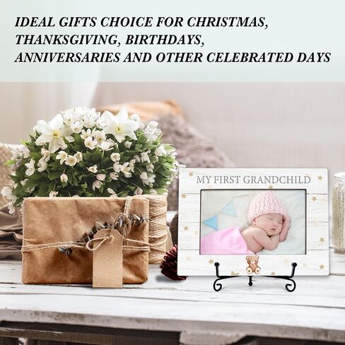 Baby Announcement Photo Frame Gifts, My First Grandchild Wooden Picture Frame With Stand, Family Frame, First Time Grandparents Gifts, Baby Sonogram Baby Shower Gifts For New Grandma New Grandpa -07 in Kuwait