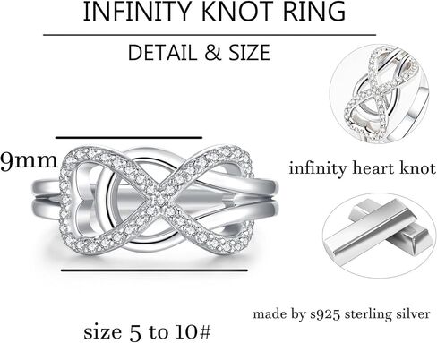 Witches Knot Rings Sterling Silver：Anillo Nudo de Bruja Plata 925 Original - Adjustable Celtic Knot Ring Dainty Heart Eternity Band Celtic Jewelry Gift for Women Friend Birthdays Mother'S Day in Kuwait