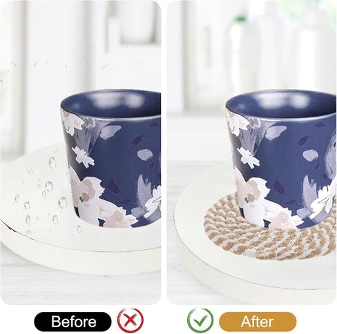 8 Pcs Coasters Handmade Woven Drink Coasters Woven Cup Holder Brown Absorbent Coasters Heat Resistant Cotton Coasters Cotton Table Coasters 4.3 inches Cup Coasters for Cups Bar Housewarming Gift in Saudi Arabia