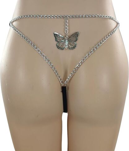 Sexy Butterfly Pendant Thong Panties Jewelry Summer Beach Butterfly Chain Thong Adjustable Bikini Simple Metal Thong Festival Rave G String Waist Body Chain Jewelry for Women in Kuwait