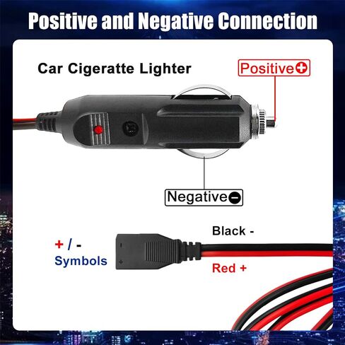 3 Pin CB Power Cord 12V Cigarette Lighter Cable 5Ft CB Radio Power Plug Connector for Cobra 29 Ltd Classic Uniden Bearcat CB Ham Radios Heavy Duty 2 Wire 15a Fuse Replacement, Black and Red in Saudi Arabia