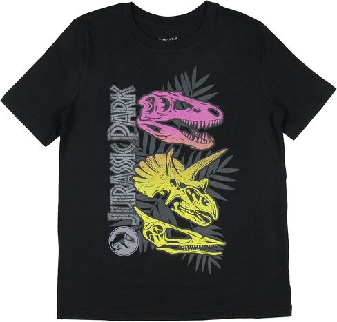 Jurassic Park Boy's Dino Skull Fossils Graphic Print Kids Short Sleeve T-Shirt in Saudi Arabia
