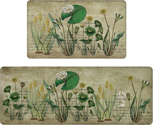 EXYGLO 2 Pieces Kitchen Rugs, Heart of Home Kitchen Mats for Floor, Cushioned Waterproof Non-Slip Foam Mat for Laundry, Office, Bathroom, Hallway, 47"x17"+29"x17" in Saudi Arabia
