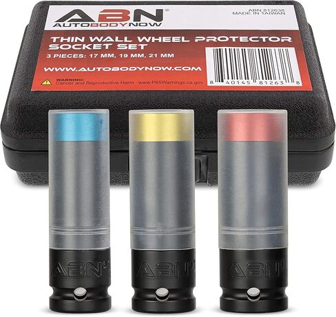 مقابس حماية عجلة الجدار الرفيعة من ABN، 3 قطع - 17 ملم، 19 ملم، 21 ملم، مقابس صدمات صامولة العروة، مجموعة عجلات السيارة غير المتعرجة in Kuwait