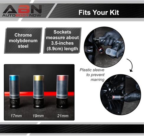 مقابس حماية عجلة الجدار الرفيعة من ABN، 3 قطع - 17 ملم، 19 ملم، 21 ملم، مقابس صدمات صامولة العروة، مجموعة عجلات السيارة غير المتعرجة in Kuwait