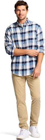 IZOD Men's Stratton Flannel Long Sleeve Button Down Shirt in Saudi Arabia