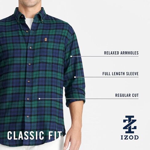 IZOD Men's Stratton Flannel Long Sleeve Button Down Shirt in Saudi Arabia