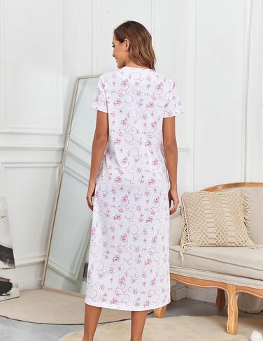 Nightgowns For Women Soft Cotton Sleep Shirts Long Nightdress With Pockets Plus Size S-3XL in Saudi Arabia