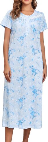 Nightgowns For Women Soft Cotton Sleep Shirts Long Nightdress With Pockets Plus Size S-3XL in Saudi Arabia
