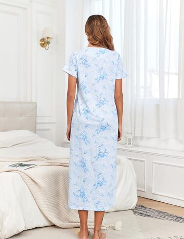 Nightgowns For Women Soft Cotton Sleep Shirts Long Nightdress With Pockets Plus Size S-3XL in Saudi Arabia