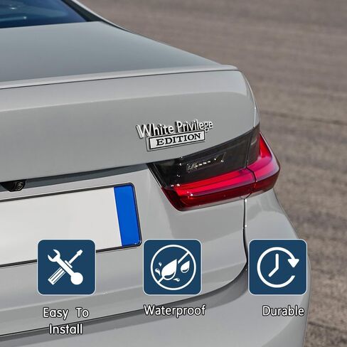 White Priviledge Edition Emblem, Car Exterior Emblems Badge 3D Sticker Decal, White Priviledge Edition Emblem 3D Fender Badge Decal, 3D Letter Emblem Badge Sticker Fit for All Cars in Kuwait