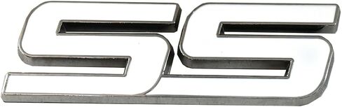 3pcs Metal SS Front Door SS Emblem Car Badge Sticker Decals Replacement for Chevy Camaro 06-10 (White) in Kuwait