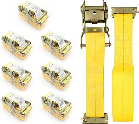 8Pack E-Track Straps Ratchet Etrack Strap Box Truck Strap Tie Down Heavy Duty 2" x15' 4400lbs Breaking Load, 2200 Working Load E-Track Accessories Orange in Saudi Arabia