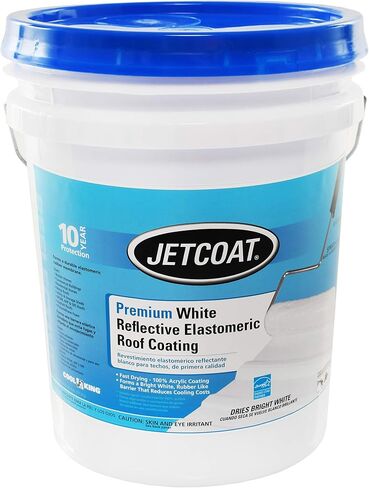 Jetcoat Cool King Reflective Acrylic Roof Coating, Waterproof Elastomeric Sealant, 5 Gallon, 10 Year Protection (White) in Saudi Arabia