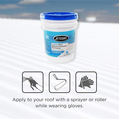 Jetcoat Cool King Reflective Acrylic Roof Coating, Waterproof Elastomeric Sealant, 5 Gallon, 10 Year Protection (White) in Saudi Arabia