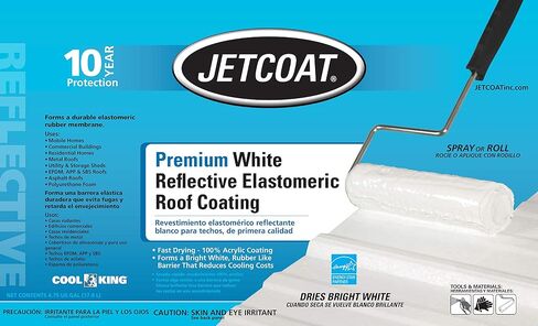 Jetcoat Cool King Reflective Acrylic Roof Coating, Waterproof Elastomeric Sealant, 5 Gallon, 10 Year Protection (White) in Saudi Arabia