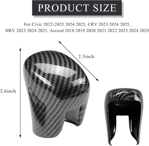 Car Shift Knob Cover, Shifter Cap for CRV HRV 2023 2024 2025 Civic 2023 2024 2025 Most Accord Models, ABS Decorative Protection Cap for Automotive Shifter, Car Accessories (Black) in Saudi Arabia