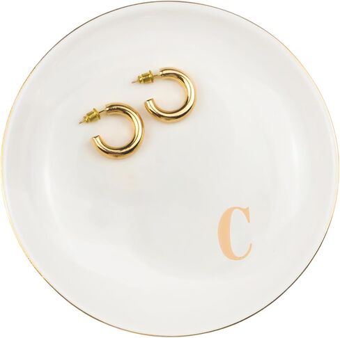 Ceramic Initial Jewelry Dish Ring Dish Personalized L-Monogrammed Engagement Wedding Gifts,Decorative Jewelry Holder For Friends,Sister,Birthday Mother'S Day Christmas For Women,White in Saudi Arabia