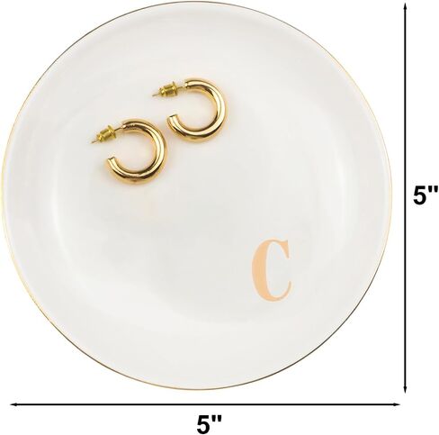 Ceramic Initial Jewelry Dish Ring Dish Personalized L-Monogrammed Engagement Wedding Gifts,Decorative Jewelry Holder For Friends,Sister,Birthday Mother'S Day Christmas For Women,White in Saudi Arabia
