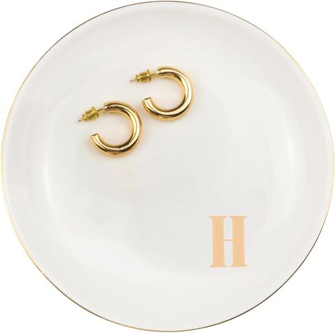 Ceramic Initial Jewelry Dish Ring Dish Personalized L-Monogrammed Engagement Wedding Gifts,Decorative Jewelry Holder For Friends,Sister,Birthday Mother'S Day Christmas For Women,White in Saudi Arabia