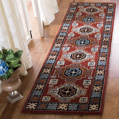 سجادة SAFAVIEH Heritage Collection - 2'3" x 8'، أحمر وأسود، صوف شرقي تقليدي مصنوع يدويًا، مثالية للمناطق ذات حركة المرور العالية في غرفة المعيشة وغرفة النوم (HG744Q) in Saudi Arabia