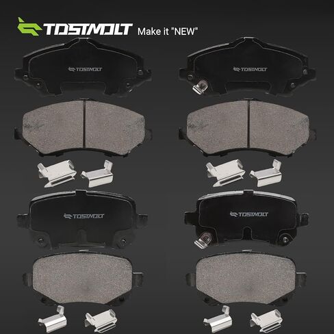 New 8pcs Complete Front+Rear Super Quiet Slotted & Shimmed Ceramic Disc Brake Pads Set w/Installation Hardware Compatible With Routan Journey Grand Caravan Town & Country C/V Standard Brake in Kuwait