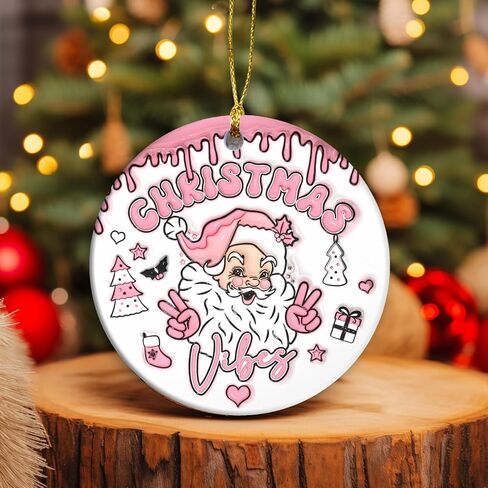 Funny Christmas Ornament 2024 | Santa's Ho's Ho's Ho's Holiday Humor Ornament, Merry and Funny Santa Pink Ornament, Funny Christmas Ornament, Holiday Party Decor (Pink Santa) in Saudi Arabia