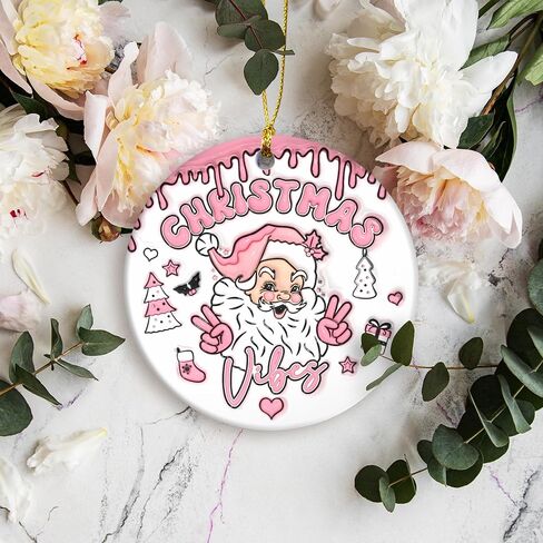 Funny Christmas Ornament 2024 | Santa's Ho's Ho's Ho's Holiday Humor Ornament, Merry and Funny Santa Pink Ornament, Funny Christmas Ornament, Holiday Party Decor (Pink Santa) in Saudi Arabia