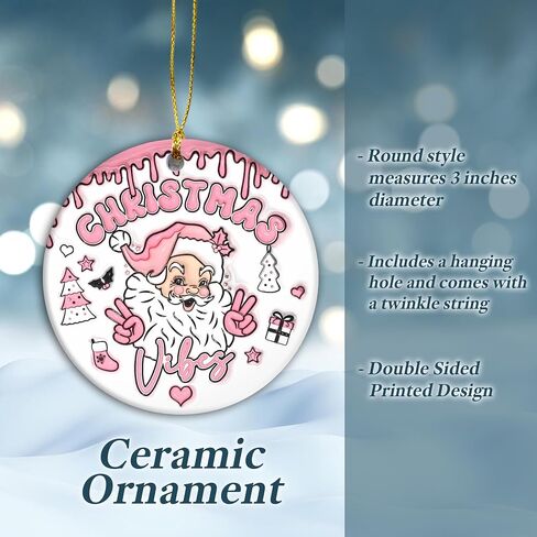 Funny Christmas Ornament 2024 | Santa's Ho's Ho's Ho's Holiday Humor Ornament, Merry and Funny Santa Pink Ornament, Funny Christmas Ornament, Holiday Party Decor (Pink Santa) in Saudi Arabia