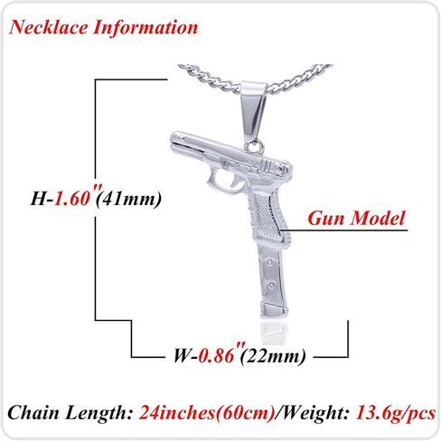 Hip Hop Stainless Steel Gang Gun Tag Pendant Charm Necklace,24" Chain in Saudi Arabia
