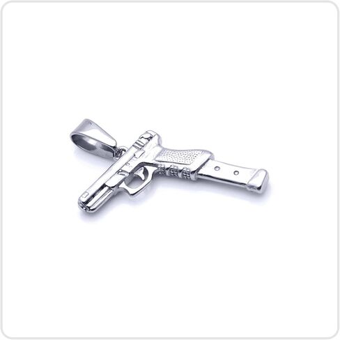 Hip Hop Stainless Steel Gang Gun Tag Pendant Charm Necklace,24" Chain in Saudi Arabia
