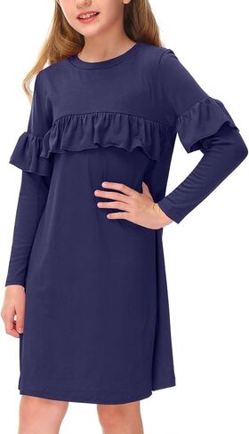 فستان BesserBay للفتيات بأكمام طويلة وأكمام طويلة لخريف وشتاء متوسط ​​الطول من 4 إلى 12 سنة in Kuwait