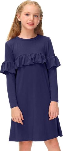 فستان BesserBay للفتيات بأكمام طويلة وأكمام طويلة لخريف وشتاء متوسط ​​الطول من 4 إلى 12 سنة in Kuwait