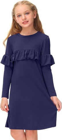 فستان BesserBay للفتيات بأكمام طويلة وأكمام طويلة لخريف وشتاء متوسط ​​الطول من 4 إلى 12 سنة in Kuwait