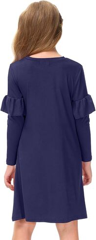 فستان BesserBay للفتيات بأكمام طويلة وأكمام طويلة لخريف وشتاء متوسط ​​الطول من 4 إلى 12 سنة in Kuwait