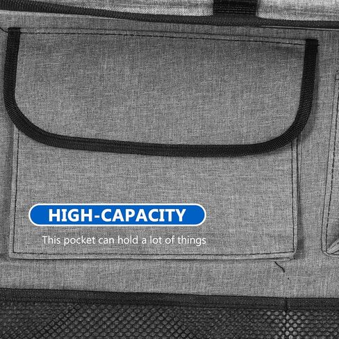 منظم المقعد الخلفي للسيارة مع حامل للكمبيوتر اللوحي - عبوتان منظم المقعد الخلفي للسيارة مع صينية طاولة قابلة للطي، منظم تخزين السيارة مع صينية طعام قابلة للطي، واقي المقعد الخلفي للأطفال (رمادي) in Kuwait