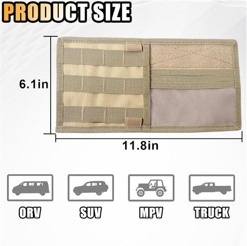 Car Molle Visor Panel Organizer, Car Sun Visor Organizer Tactical Storage Holder Pouch, Nylon Sunshade Pocket with Velcro Strap for Pen Card Sunglass, Visor Accessories for Car SUV Truck in Kuwait