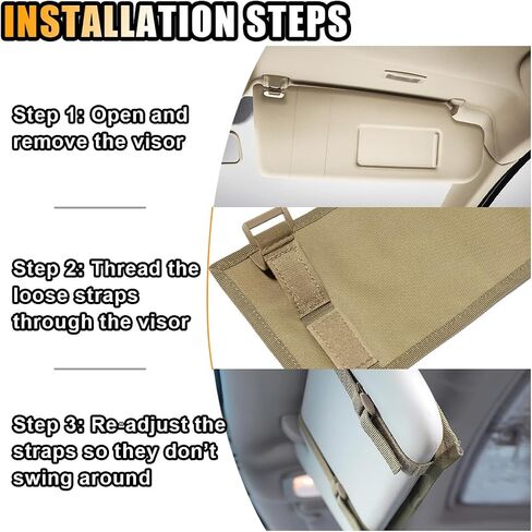 Car Molle Visor Panel Organizer, Car Sun Visor Organizer Tactical Storage Holder Pouch, Nylon Sunshade Pocket with Velcro Strap for Pen Card Sunglass, Visor Accessories for Car SUV Truck in Kuwait