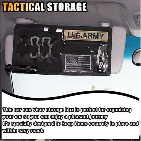 Car Molle Visor Panel Organizer, Car Sun Visor Organizer Tactical Storage Holder Pouch, Nylon Sunshade Pocket with Velcro Strap for Pen Card Sunglass, Visor Accessories for Car SUV Truck in Kuwait