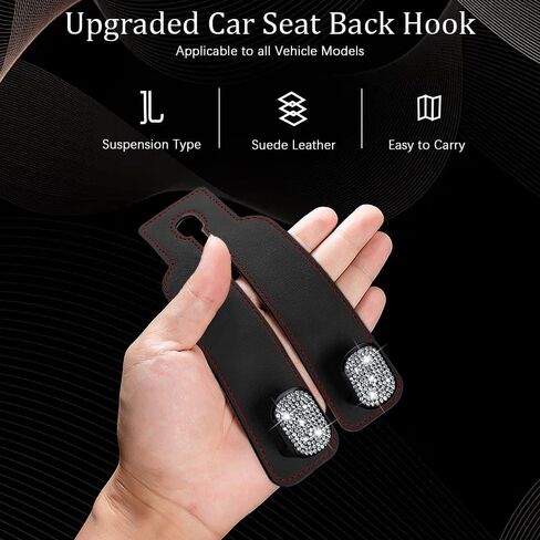 Bling Car Hooks,Car Seat Hooks for Headrest,Double Car Headrest Hook,Car Seat Hooks for Purses and Bags,Universal Hook for Car/SUV/Truck/Pickup(Bling Black,2PC) in Saudi Arabia
