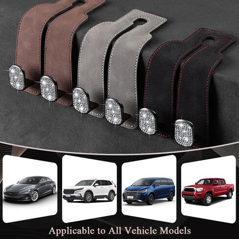 Bling Car Hooks,Car Seat Hooks for Headrest,Double Car Headrest Hook,Car Seat Hooks for Purses and Bags,Universal Hook for Car/SUV/Truck/Pickup(Bling Black,2PC) in Saudi Arabia
