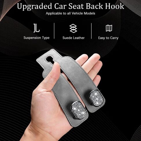 Bling Car Hooks,Car Seat Hooks for Headrest,Double Car Headrest Hook,Car Seat Hooks for Purses and Bags,Universal Hook for Car/SUV/Truck/Pickup(Bling Black,2PC) in Saudi Arabia