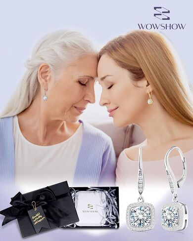 wowshow Moissanite Earrings Leverback Earrings for Women 925 Sterling Silver 3ct 4ct Moissanite Dangle Drop Earrings for Women Birthday Mothers Day Gifts with Certificate of Authenticity in Saudi Arabia