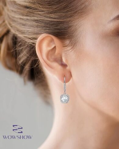 wowshow Moissanite Earrings Leverback Earrings for Women 925 Sterling Silver 3ct 4ct Moissanite Dangle Drop Earrings for Women Birthday Mothers Day Gifts with Certificate of Authenticity in Saudi Arabia